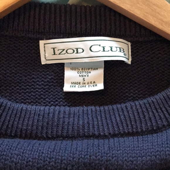 Mens Izod Club American Golf Blue 100% Egyptian Cotton Knit Sweater, Size Small - Picture 3 of 11